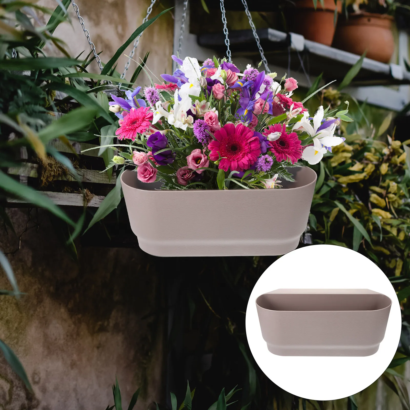 Sturdy Hanging Flower Pot Railing Planter Balcony Garden Yard Plastic Container Gap Design Lightweight for Home
Sturdy Hanging Flower Pot Railing Planter Balcony Garden Yard Plastic Container Gap Design Lightweight for Home