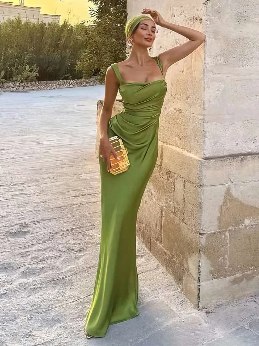 Sexy Solid Ribbon Evening Dress Fashion Sleeveless Square Collar Lace Up Backless Slim Maxi Dresses Lady Summer Dinner Party
Sexy Solid Ribbon Evening Dress Fashion Sleeveless Square Collar Lace Up Backless Slim Maxi Dresses Lady Summer Dinner Party