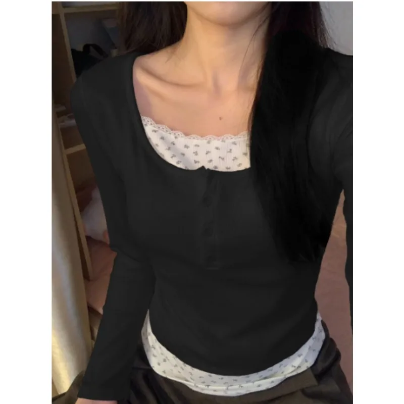 Retro Floral Patchwork Long Sleeve T-Shirt Women's Casual Spring Pure Desire Bottoming Shirt Top Korean Style Commute Wind
Retro Floral Patchwork Long Sleeve T-Shirt Women's Casual Spring Pure Desire Bottoming Shirt Top Korean Style Commute Wind