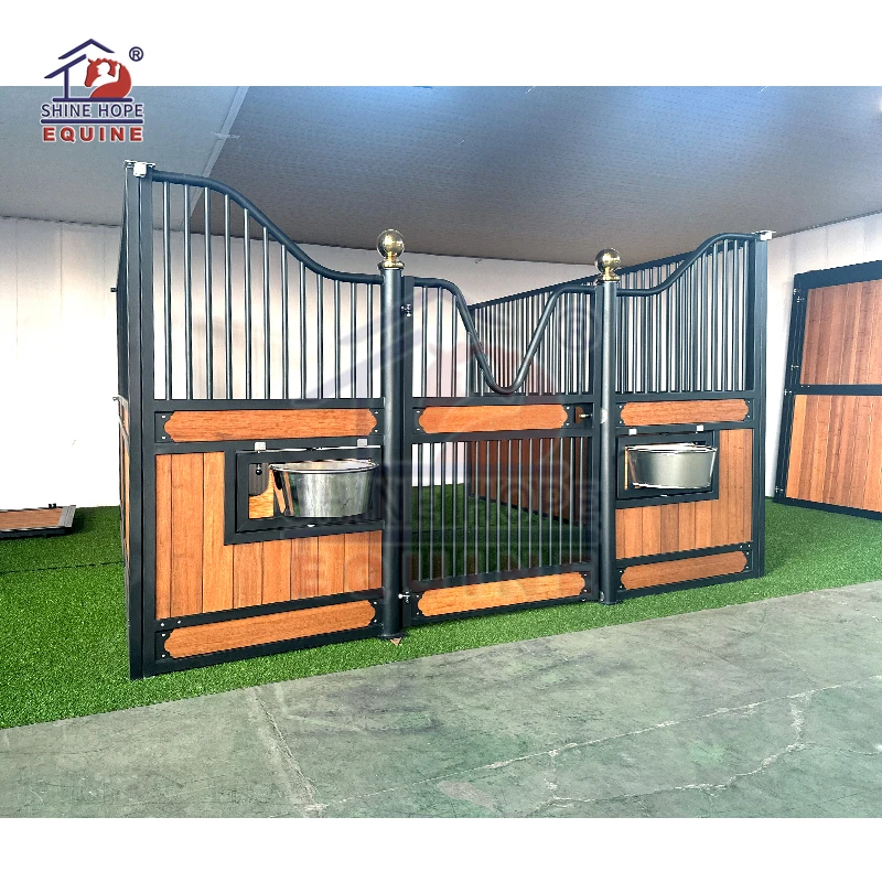 Farm Hillside Riding Stables Timber Horse Stables Stall Panels for Horse Barns
Farm Hillside Riding Stables Timber Horse Stables Stall Panels for Horse Barns