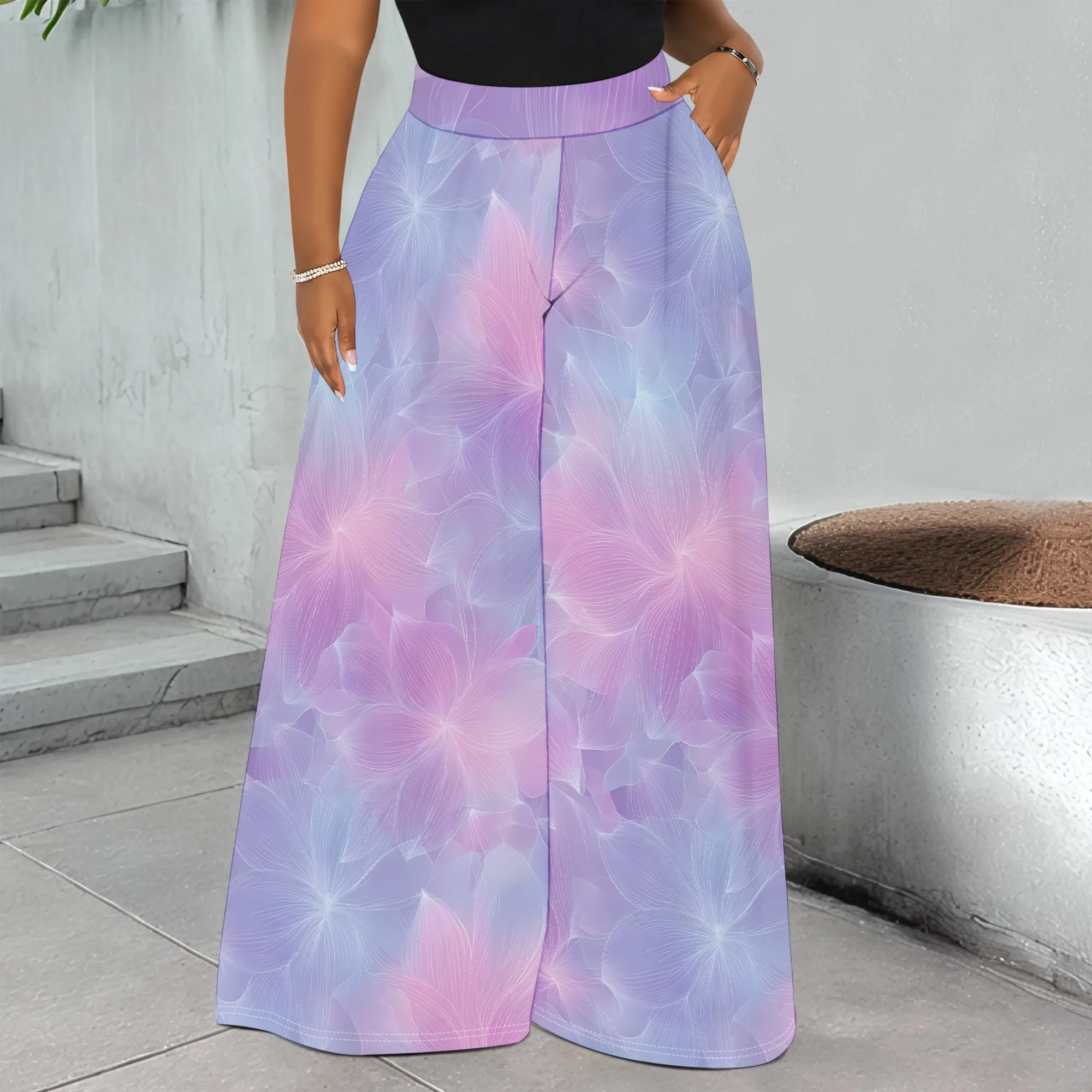 Floral Print Wide Leg Pants, Pink Blue Flower Pattern Trousers, High Waist Loose Fit Bottoms, Casual Beach Wear for Women, S-3XL
Floral Print Wide Leg Pants, Pink Blue Flower Pattern Trousers, High Waist Loose Fit Bottoms, Casual Beach Wear for Women, S-3XL