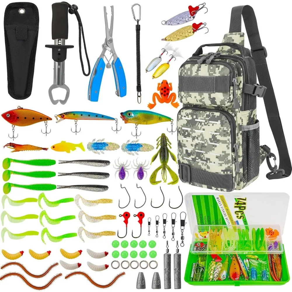79 Piece Fishing Tool Kit Backpack with Tackle Boxes Pliers Lures Hook Remover Lip Gripper
79 Piece Fishing Tool Kit Backpack with Tackle Boxes Pliers Lures Hook Remover Lip Gripper
