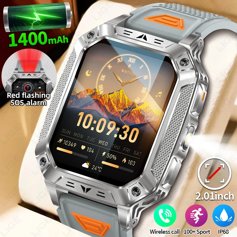 LIGE 2026 New Outdoor Smart Watch 1400mAh Large Battery IP68 Waterproof LED Flashlight Military Sport Tracker Smartwatch Men SOS
LIGE 2026 New Outdoor Smart Watch 1400mAh Large Battery IP68 Waterproof LED Flashlight Military Sport Tracker Smartwatch Men SOS