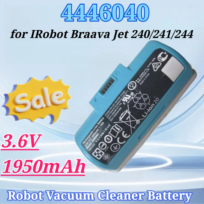 3.6V 1950mAh for 4446040 Robot Vacuum Cleaner Battery for IRobot Braava Jet 240 241 244 Rechargeable Battery
3.6V 1950mAh for 4446040 Robot Vacuum Cleaner Battery for IRobot Braava Jet 240 241 244 Rechargeable Battery