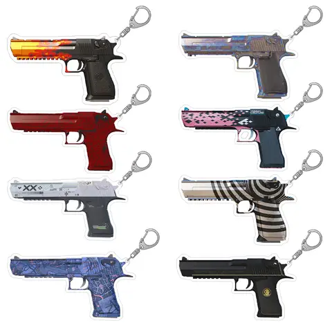LuckySevenStore CS2 GO weapon Pistols Desert Eagle Blaze Golden Koi Printstream Heat Treated Skins acrylic keychain Bag pendant