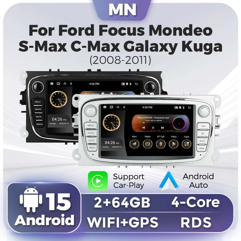 Android 2 Din Car Radio for Ford Focus Mondeo S-Max C-Max Galaxy Kuga 2008 - 2011 Carplay AUTO Multimedia Player GPS Navigation
Android 2 Din Car Radio for Ford Focus Mondeo S-Max C-Max Galaxy Kuga 2008 - 2011 Carplay AUTO Multimedia Player GPS Navigation