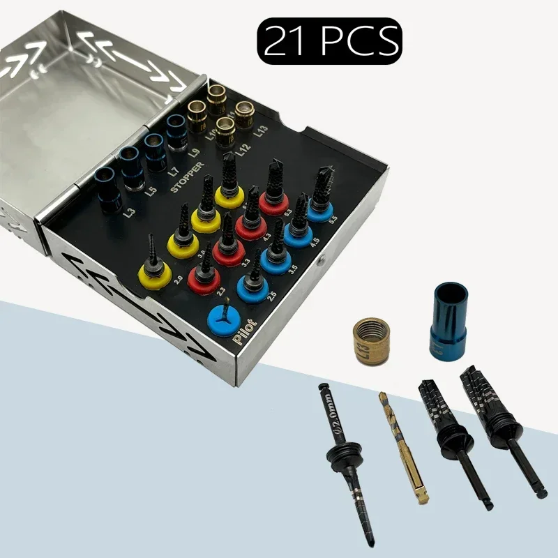 21Pcs/set Titanium Coated Dentist Osseodensification Bur Drills Kit Dentist Implant System Drivers with Stoppers Material
21Pcs/set Titanium Coated Dentist Osseodensification Bur Drills Kit Dentist Implant System Drivers with Stoppers Material