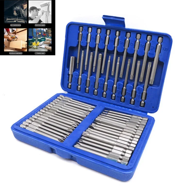 50pcs 75mm Extra Long 1/4 Inch Magnetic Screwdriver Bit Set Torx Star Hex Spline Screwdriver Bits Kit for Home Repair
50pcs 75mm Extra Long 1/4 Inch Magnetic Screwdriver Bit Set Torx Star Hex Spline Screwdriver Bits Kit for Home Repair