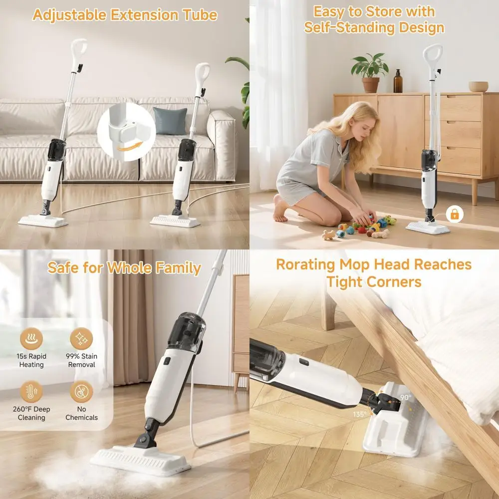 Универсальный домашний пароочиститель: ручная швабра и аксессуары для пола, плитки и твердых поверхностей.
Универсальный домашний пароочиститель: ручная швабра и аксессуары для пола, плитки и твердых поверхностей.