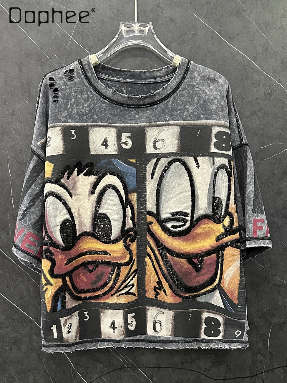 2025 Spring and Summer Heavy Industry Cartoon Printing Crew Neck Short-sleeved T-shirt Women's Loose Casual Half-sleeved Top
2025 Spring and Summer Heavy Industry Cartoon Printing Crew Neck Short-sleeved T-shirt Women's Loose Casual Half-sleeved Top