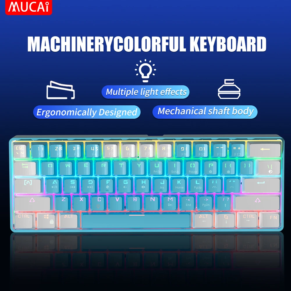 MUCAI 61-Key Mechanical Keyboard Mini Portable Wired Small Cool Light Effect Red Axis Hot Swappable for Gaming And Office
MUCAI 61-Key Mechanical Keyboard Mini Portable Wired Small Cool Light Effect Red Axis Hot Swappable for Gaming And Office