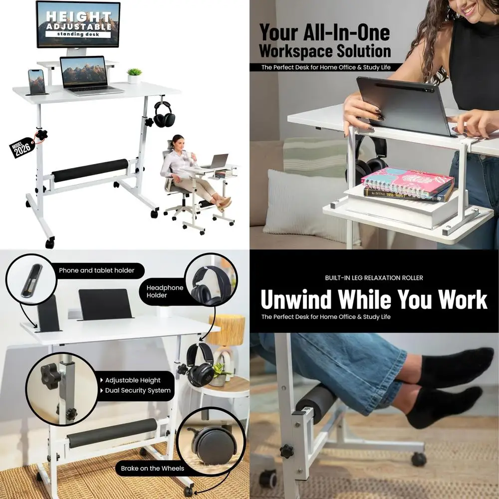 Portable Rolling Desk with Adjustable Height, Compact Laptop Table, Mobile Workstation, Ergonomic Writing Surface for Small Spac
Portable Rolling Desk with Adjustable Height, Compact Laptop Table, Mobile Workstation, Ergonomic Writing Surface for Small Spac