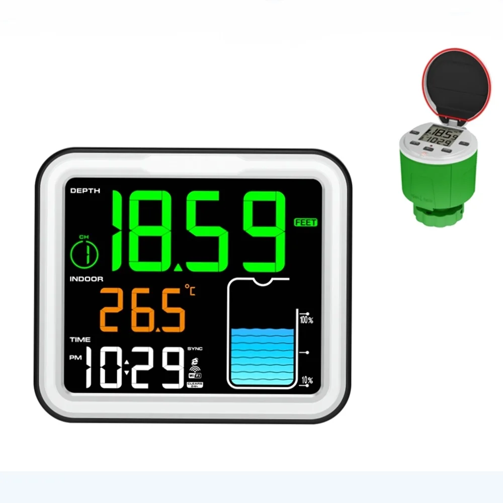 Solar Water Tank Level Meter Wireless LCD Display High/Low Liquid Depth Level Time Temperature Monitor Alarm Ultrasonic Sensor 
Solar Water Tank Level Meter Wireless LCD Display High/Low Liquid Depth Level Time Temperature Monitor Alarm Ultrasonic Sensor