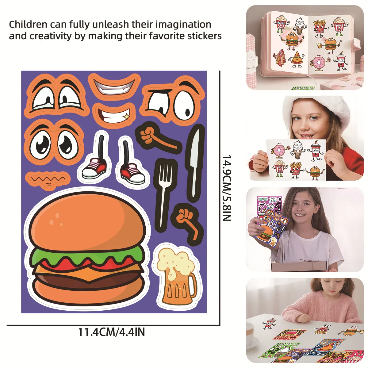 8 Sheets Fast Food Make A Face Stickers Burger Pizza Fries Donut DIY Puzzle Stickers for Party Craft
8 Sheets Fast Food Make A Face Stickers Burger Pizza Fries Donut DIY Puzzle Stickers for Party Craft