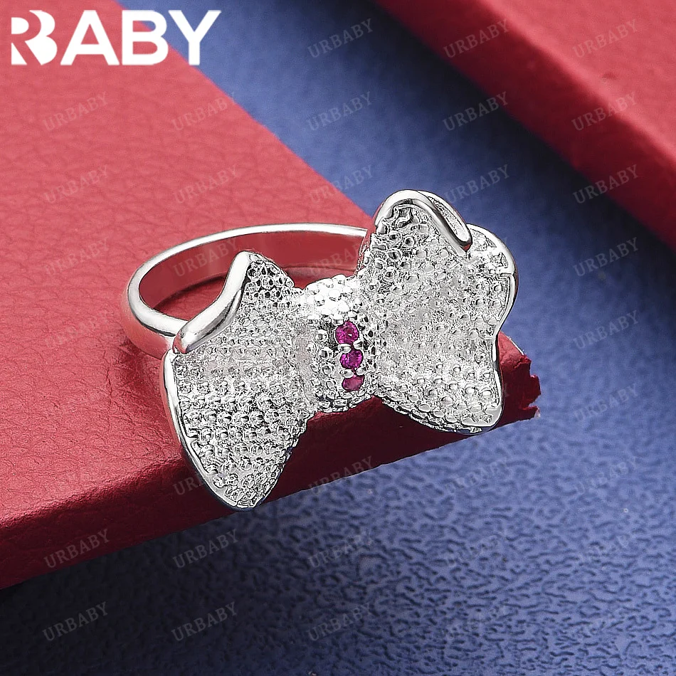 URBABY 925 Sterling Silver Size 7-10 Pink Zircons Bowknot Ring Fashion Jewelry Charm Grace Noble Wedding Accessories
URBABY 925 Sterling Silver Size 7-10 Pink Zircons Bowknot Ring Fashion Jewelry Charm Grace Noble Wedding Accessories