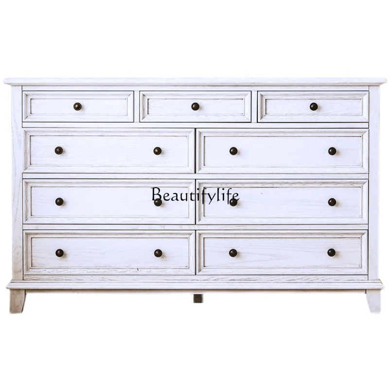 American country nine chest all solid wood white storage old retro bedroom storage living room entrance cabinet
American country nine chest all solid wood white storage old retro bedroom storage living room entrance cabinet
