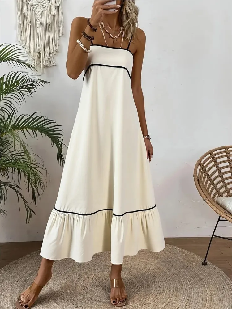 Summer Fashion Sexy Spaghetti Strap Long Dresses Women Casual Backless Beach Dress Female Spliced Ruffles Hem Sleeveless Dress
Summer Fashion Sexy Spaghetti Strap Long Dresses Women Casual Backless Beach Dress Female Spliced Ruffles Hem Sleeveless Dress