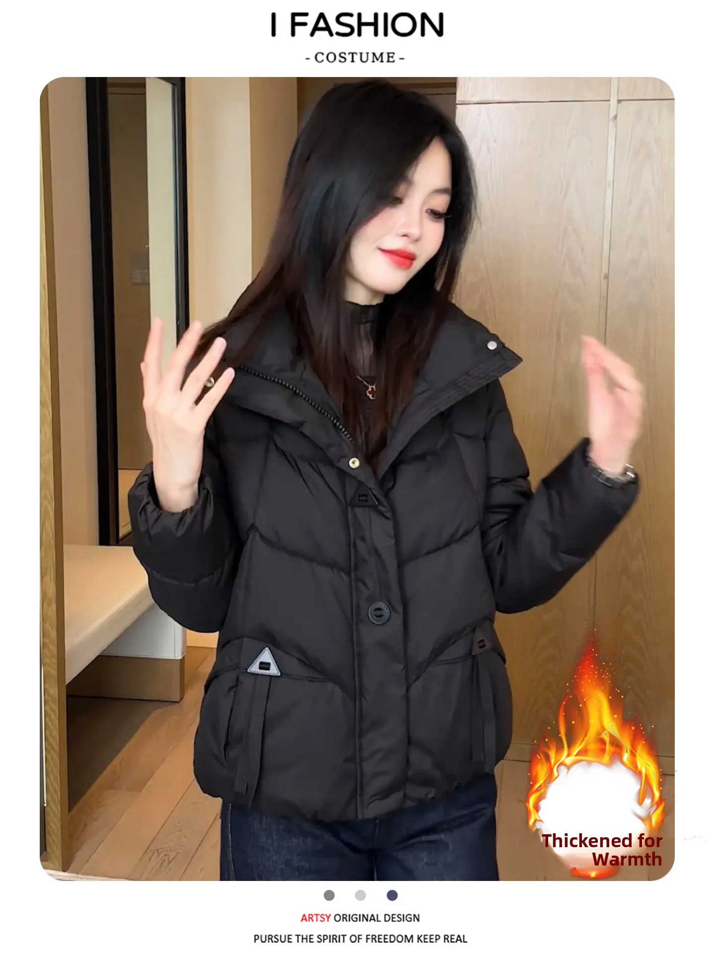 Sli Thiened Fce Winter Jaet Women's Cotton Coat Outerwear Faionable Warmth Korean Sle Zipper Closure Long Sve
Sli Thiened Fce Winter Jaet Women's Cotton Coat Outerwear Faionable Warmth Korean Sle Zipper Closure Long Sve