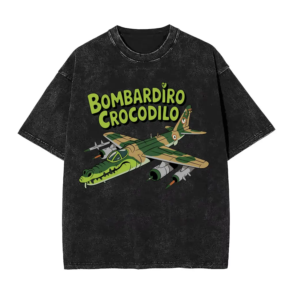 Hot Sale Bombardiro Crocodilo Funny Plane Bomber Anime Crocodile Vintage Washed T-shirt Men Women Cotton Casual Humor T Shirts
Hot Sale Bombardiro Crocodilo Funny Plane Bomber Anime Crocodile Vintage Washed T-shirt Men Women Cotton Casual Humor T Shirts