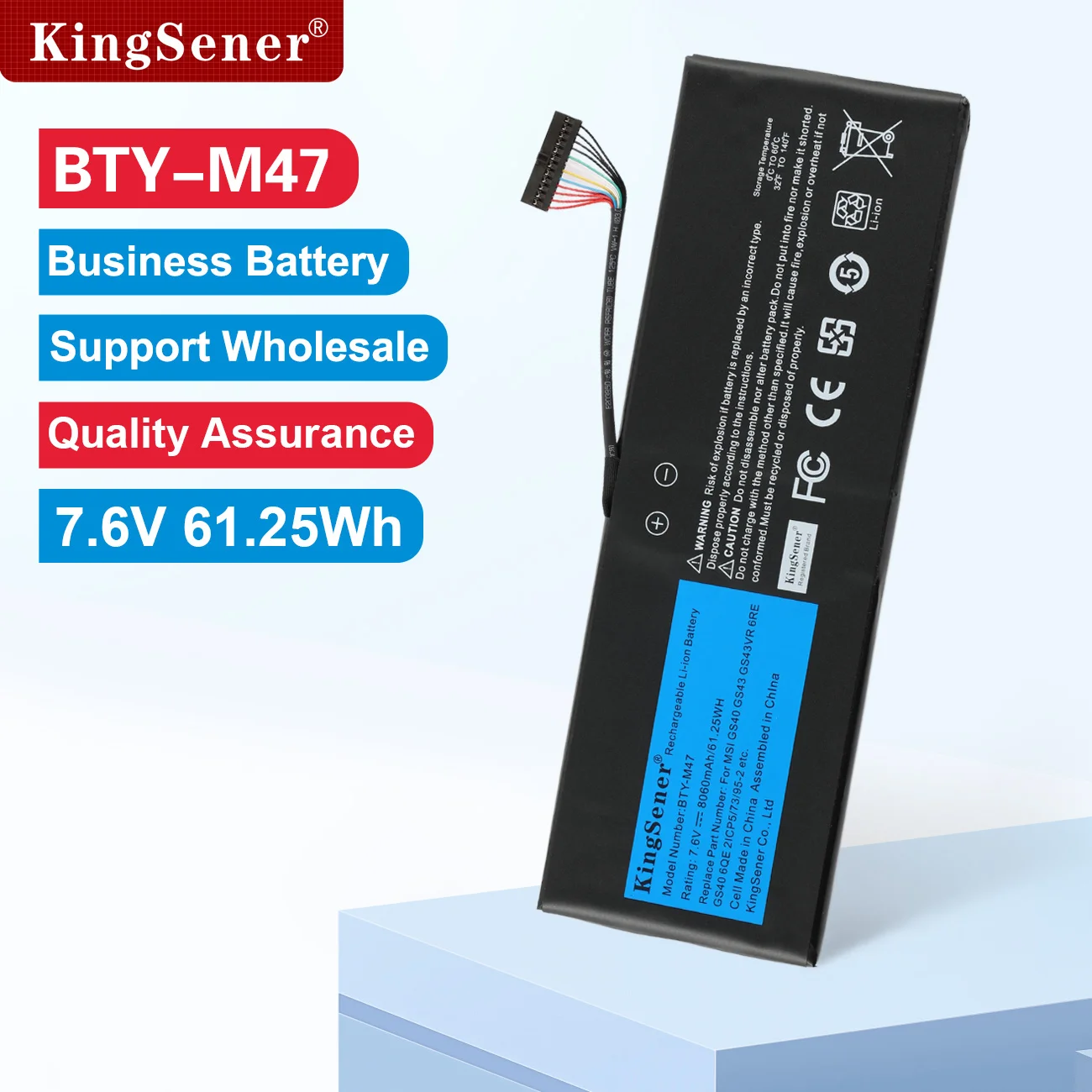KingSener BTY-M47 Аккумулятор для ноутбука MSI GS40 GS43 GS43VR 6RE GS40 6QE 2ICP5/73/95-2 MS-14A3 MS-14A1 7,6 В 8060 мАч Бесплатные инструменты
KingSener BTY-M47 Аккумулятор для ноутбука MSI GS40 GS43 GS43VR 6RE GS40 6QE 2ICP5/73/95-2 MS-14A3 MS-14A1 7,6 В 8060 мАч Бесплатные инструменты