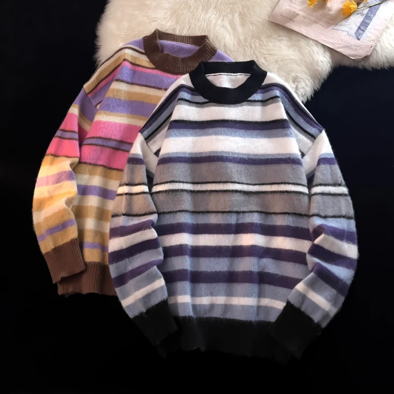 Striped Men Long Sleeve Knitted Sweater High Quality Pullovers Winter O Neck Pullovers Warm Ployester Sweaters B124
Striped Men Long Sleeve Knitted Sweater High Quality Pullovers Winter O Neck Pullovers Warm Ployester Sweaters B124