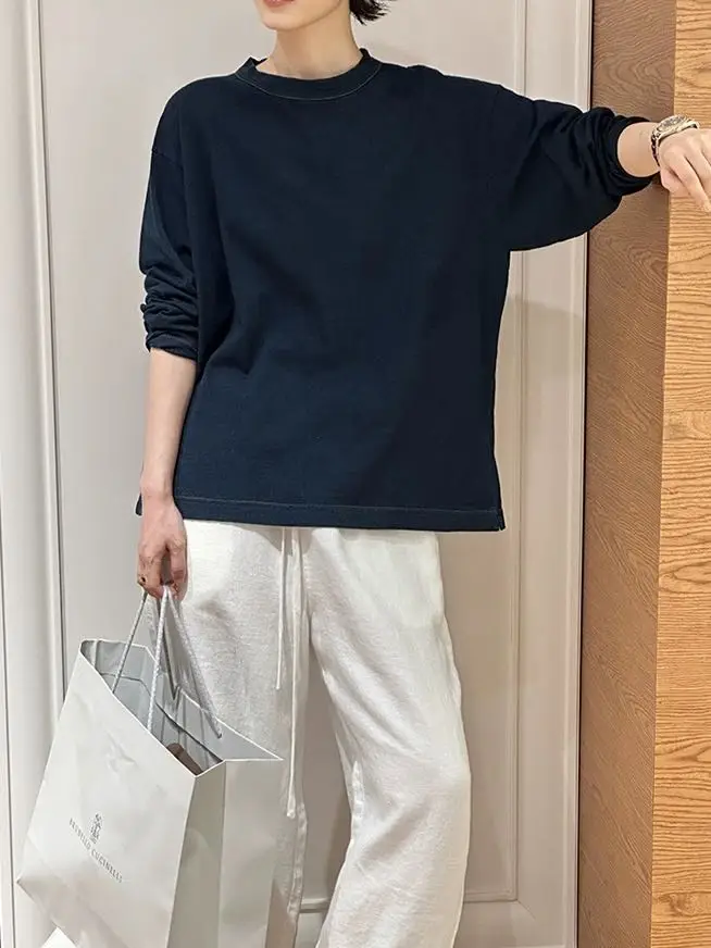 Spring 2026 Women's Fashionable round Neck Long Sleeve Sweatshirt Loose Slimming Top Versatile Comfortable Korean Style T-shirt
Spring 2026 Women's Fashionable round Neck Long Sleeve Sweatshirt Loose Slimming Top Versatile Comfortable Korean Style T-shirt
