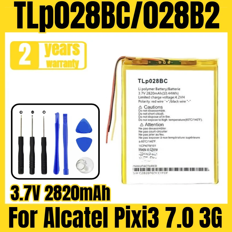 Suitable for Alcatel Pixi3 7.0 3G battery TLp028BC/028B2 mobile phone battery, new large capacity, free tool 3.7V 2820mAh
Suitable for Alcatel Pixi3 7.0 3G battery TLp028BC/028B2 mobile phone battery, new large capacity, free tool 3.7V 2820mAh