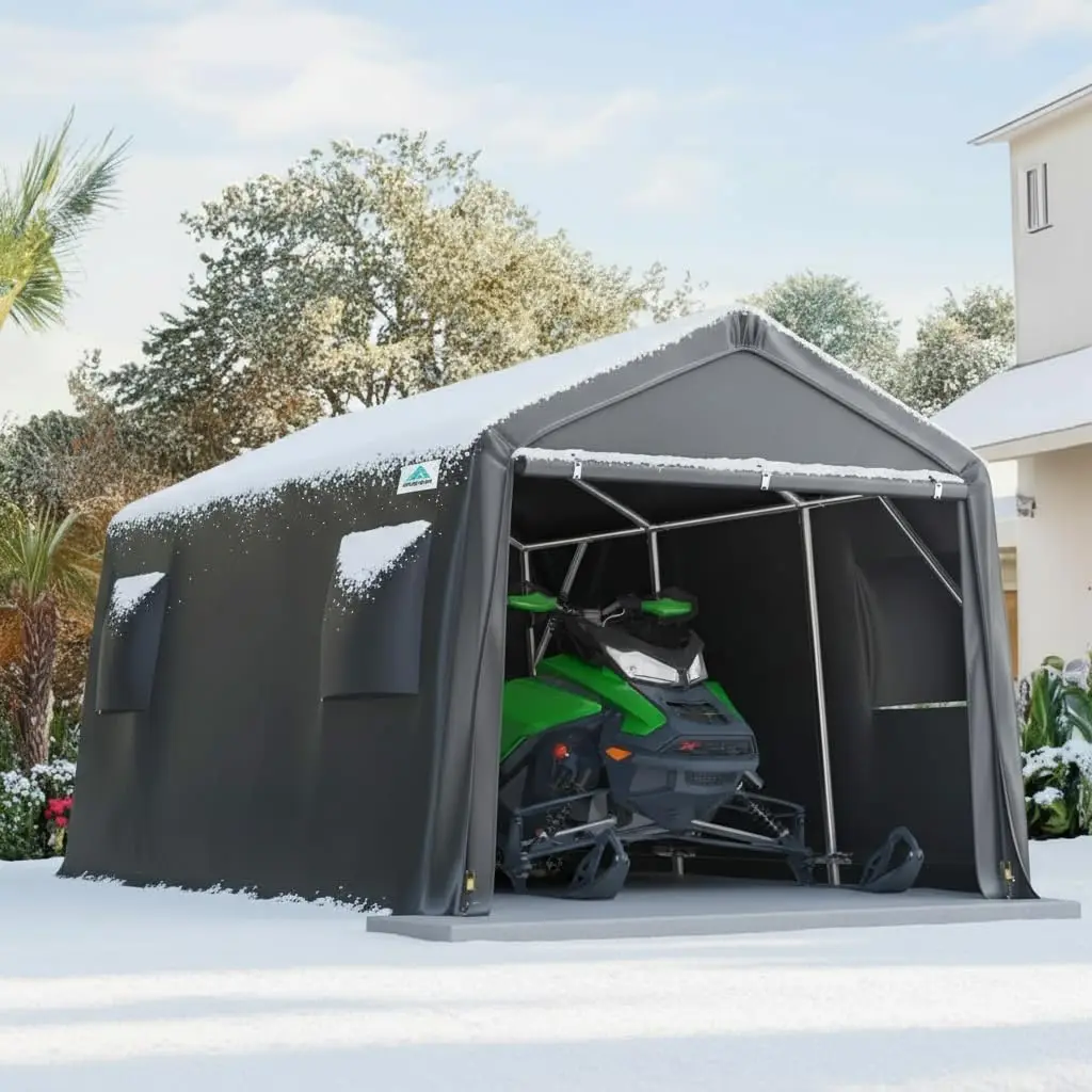 Портативный гараж-сарай 10x15 футов со стальным коническим кровельным покрытием для мотоциклов, лодок, инструментов, 2 рулонных ворота, вентиляционные отверстия, на заказ
Портативный гараж-сарай 10x15 футов со стальным коническим кровельным покрытием для мотоциклов, лодок, инструментов, 2 рулонных ворота, вентиляционные отверстия, на заказ