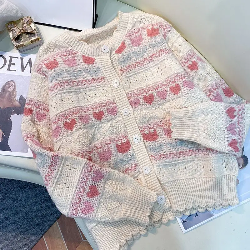 Cardigan 2023 Autumn Jacquard Hollow out Design Feeling Sweater Cardigan Coat Women Loose Outer Wear Long Sleeve Knitted Sweater
Cardigan 2023 Autumn Jacquard Hollow out Design Feeling Sweater Cardigan Coat Women Loose Outer Wear Long Sleeve Knitted Sweater