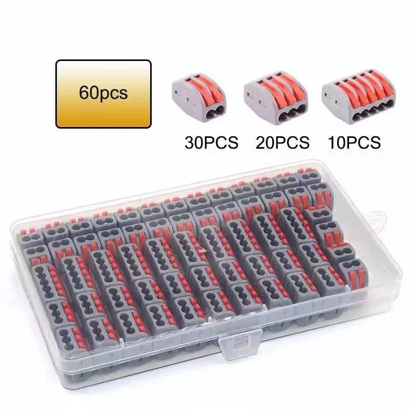 60pcs Quick Wire Connectors, PCT-212/213/215 Compact Splice Terminal Kit
60pcs Quick Wire Connectors, PCT-212/213/215 Compact Splice Terminal Kit