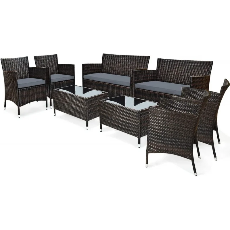2026 New:8PCS Rattan Patio Furniture Set, Outdoor Wicker Rattan Chairs with Coffee Table, Rattan Cushioned Conversation
2026 New:8PCS Rattan Patio Furniture Set, Outdoor Wicker Rattan Chairs with Coffee Table, Rattan Cushioned Conversation