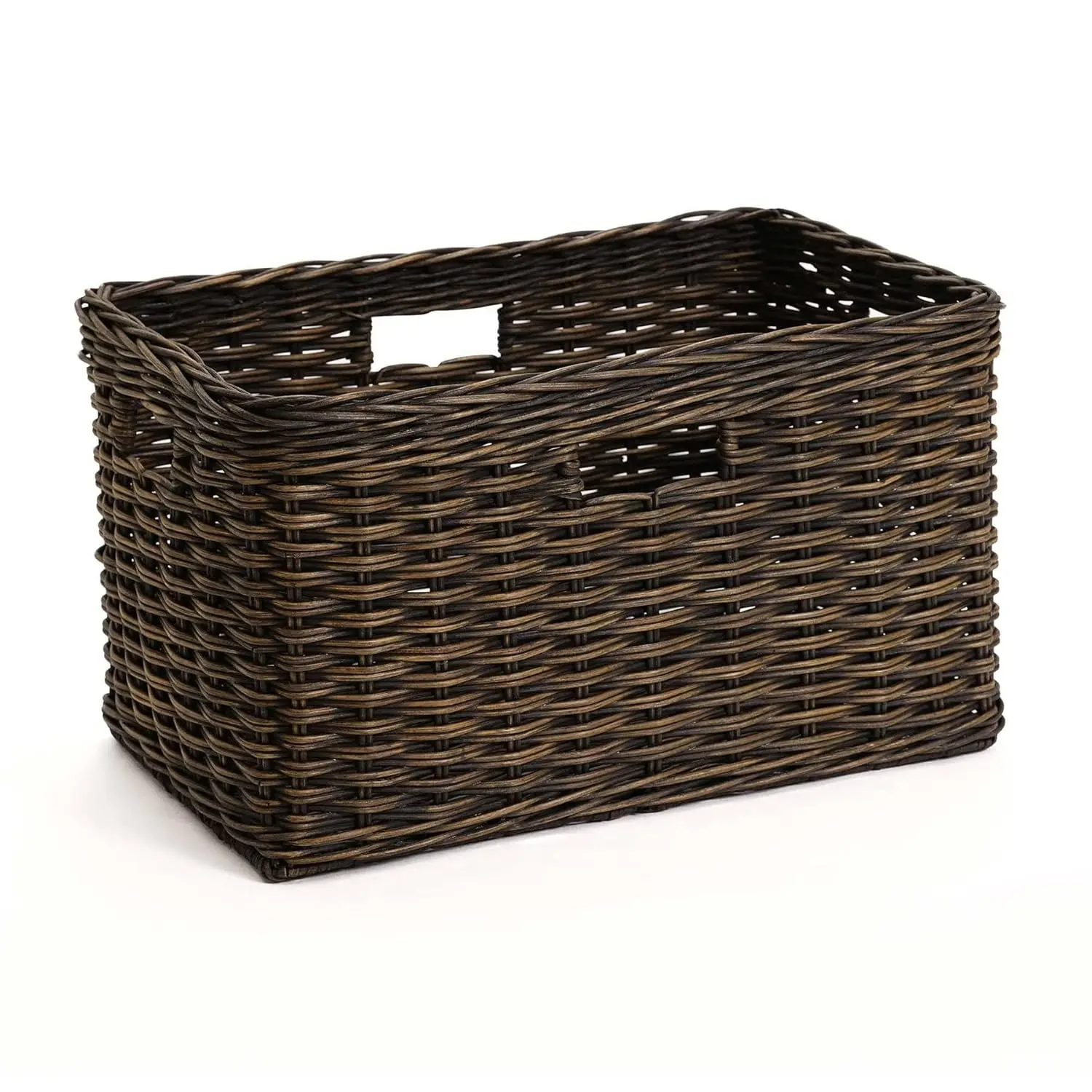 Tall Rectangular Wicker Storage Basket, Medium, 20 in L x 13 in W x 11 in H, Antique Walnut Brown, Customized
Tall Rectangular Wicker Storage Basket, Medium, 20 in L x 13 in W x 11 in H, Antique Walnut Brown, Customized