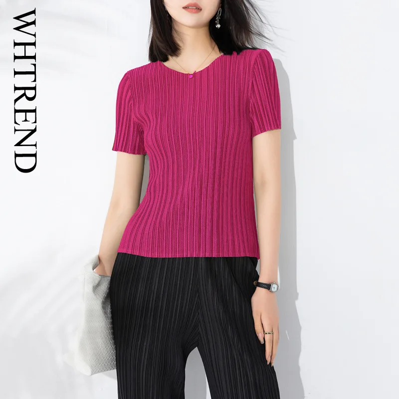 WHTREND футболка с коротким рукавом для женщин, новая летняя однотонная плиссированная рубашка с круглым вырезом, универсальная простая базовая рубашка WH1964
WHTREND футболка с коротким рукавом для женщин, новая летняя однотонная плиссированная рубашка с круглым вырезом, универсальная простая базовая рубашка WH1964