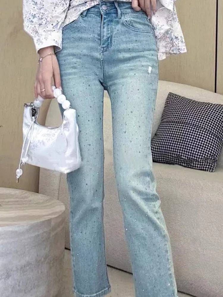 Elegant Heavy Bead Smoke Tube Jeans Women's High Waist Conceal Meat Small Size Nine Point Straight Leg Pants
Elegant Heavy Bead Smoke Tube Jeans Women's High Waist Conceal Meat Small Size Nine Point Straight Leg Pants