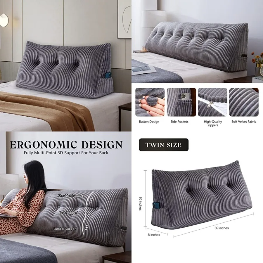 Large Headboard Pillow Headboard Wedge Pillow Bed Rest Reading Pillow Bolster Triangular Pillow for Sitting in Bed-Backrest Pos
Large Headboard Pillow Headboard Wedge Pillow Bed Rest Reading Pillow Bolster Triangular Pillow for Sitting in Bed-Backrest Pos
