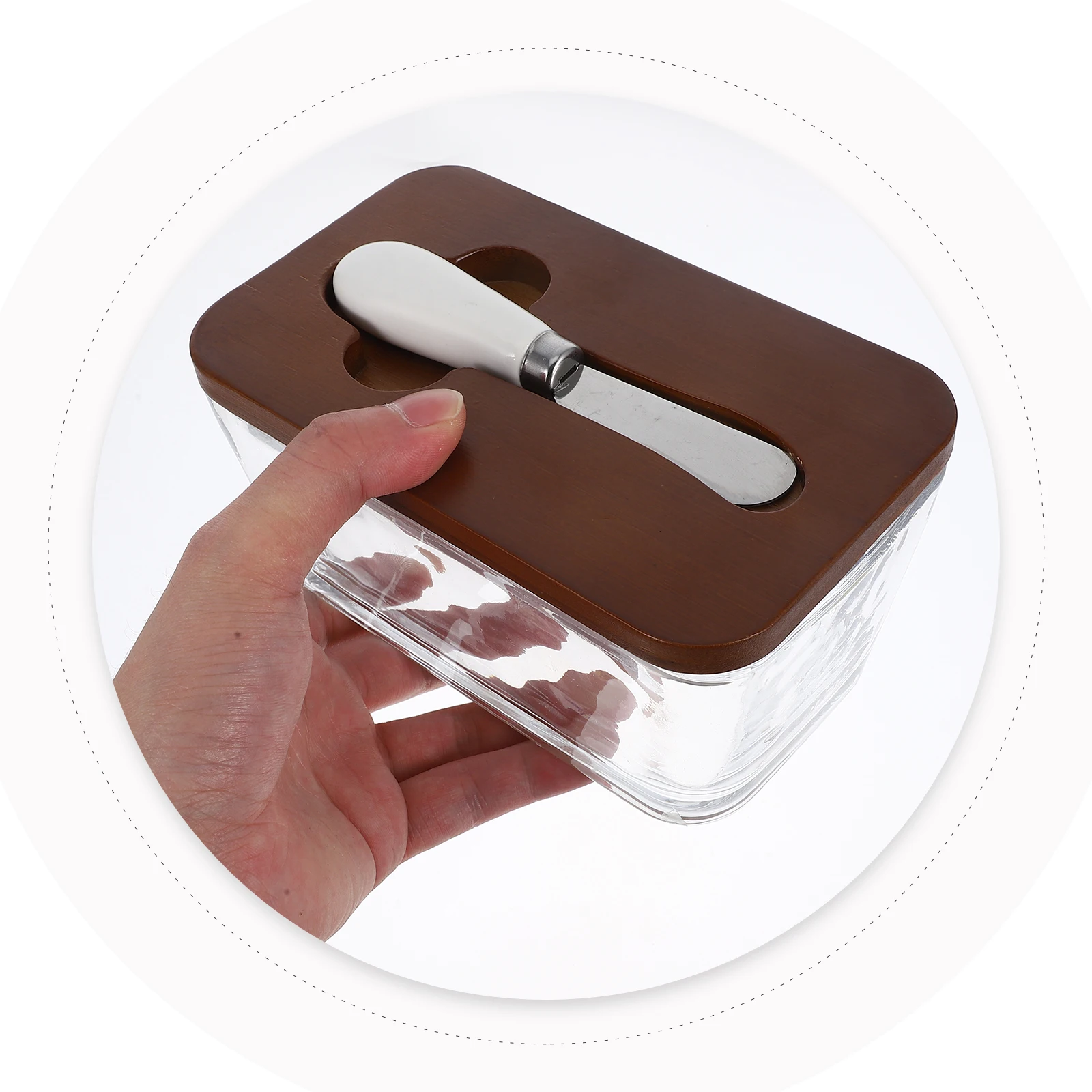 1Set Glass Butter Keeper Bamboo Lid Knife Airtight Seal Cheese Storage Container Elegant Kitchen Counter Refrigerator
1Set Glass Butter Keeper Bamboo Lid Knife Airtight Seal Cheese Storage Container Elegant Kitchen Counter Refrigerator