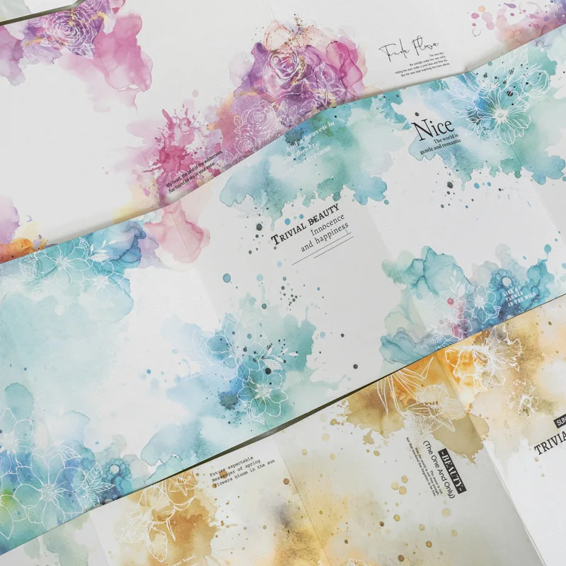 1pack/3pack Poetic Series 2sheets/pack Watercolor Watercolor Theme Material Accordion Fold Material Flowery
1pack/3pack Poetic Series 2sheets/pack Watercolor Watercolor Theme Material Accordion Fold Material Flowery