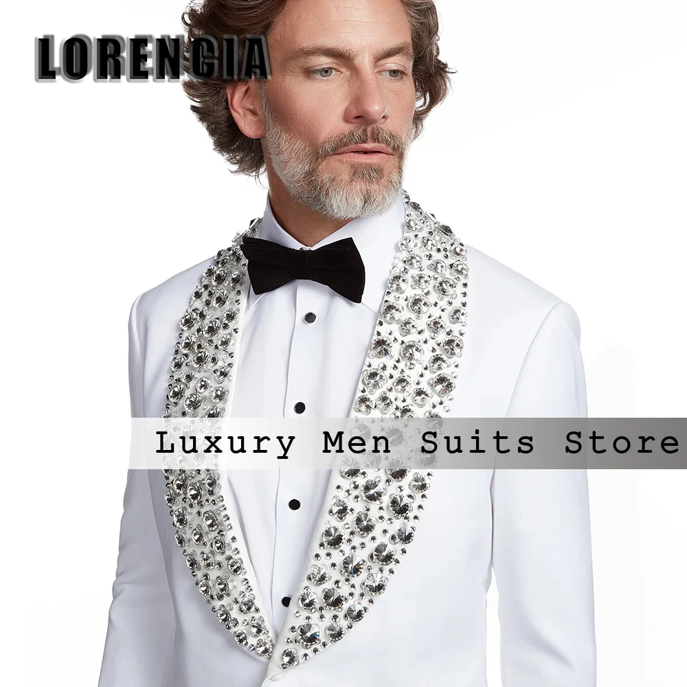 Luxury Rhinestone Suit for Men 2 Pieces Shawl Collar Tuxedos Wedding Party Groom Customized Blazer Pants trajes para hombre
Luxury Rhinestone Suit for Men 2 Pieces Shawl Collar Tuxedos Wedding Party Groom Customized Blazer Pants trajes para hombre