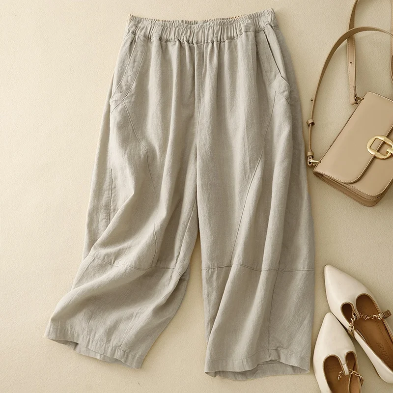 Slimming High Waist Wide Leg Pants Casual Loose Seven-Foot Length Artistic Style plus Size Summer New Arrival Women's Fashion
Slimming High Waist Wide Leg Pants Casual Loose Seven-Foot Length Artistic Style plus Size Summer New Arrival Women's Fashion