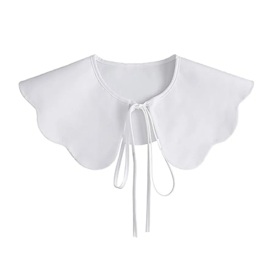 Scalloped Trim False Collar Ladies White Shawl Wrap Detachable Lace-Up Bowknot Capelet Clothes Accessories Women Sh
Scalloped Trim False Collar Ladies White Shawl Wrap Detachable Lace-Up Bowknot Capelet Clothes Accessories Women Sh