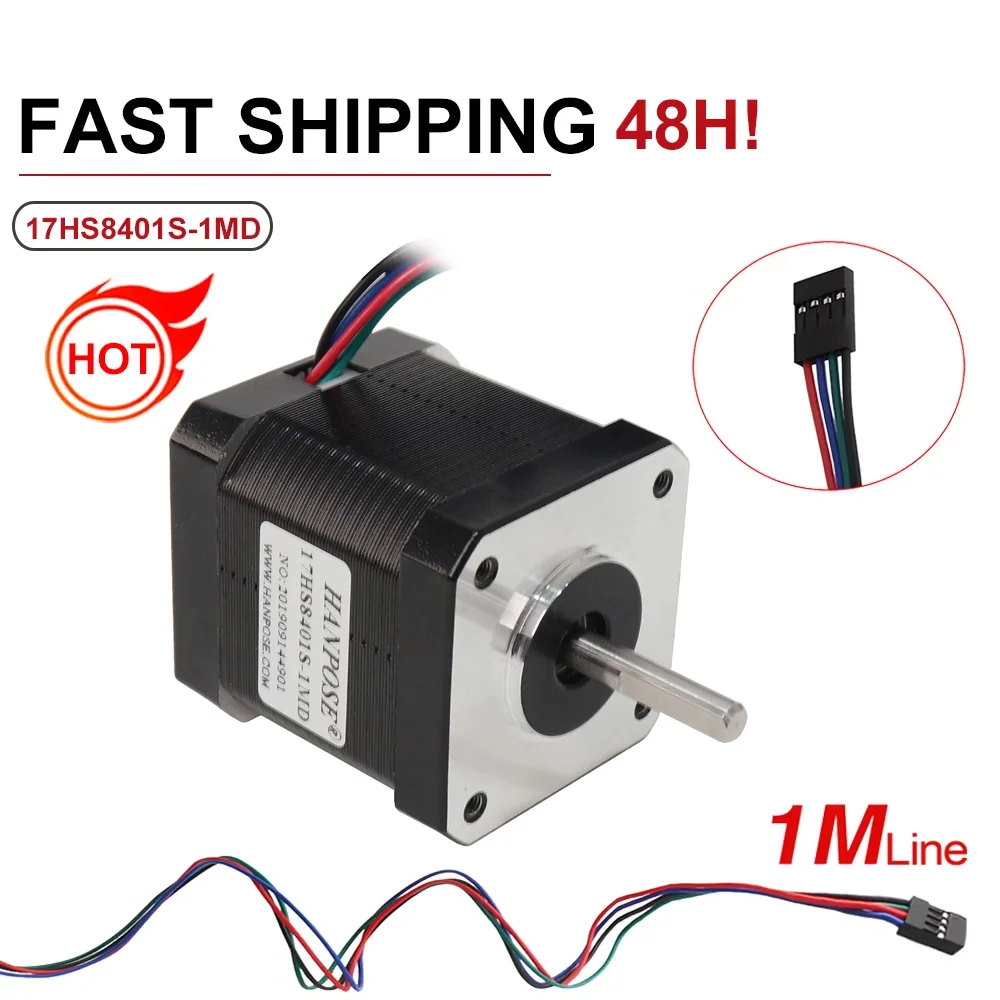 Nema17 1.8A 52N.cm 1.8° Stepper Motor 48mm Step Motor 42BYGH 2A 4-lead 17HS8401S-1MD Motor 1m Cable for 3D Printer CNC XYZ Motor
Nema17 1.8A 52N.cm 1.8° Stepper Motor 48mm Step Motor 42BYGH 2A 4-lead 17HS8401S-1MD Motor 1m Cable for 3D Printer CNC XYZ Motor