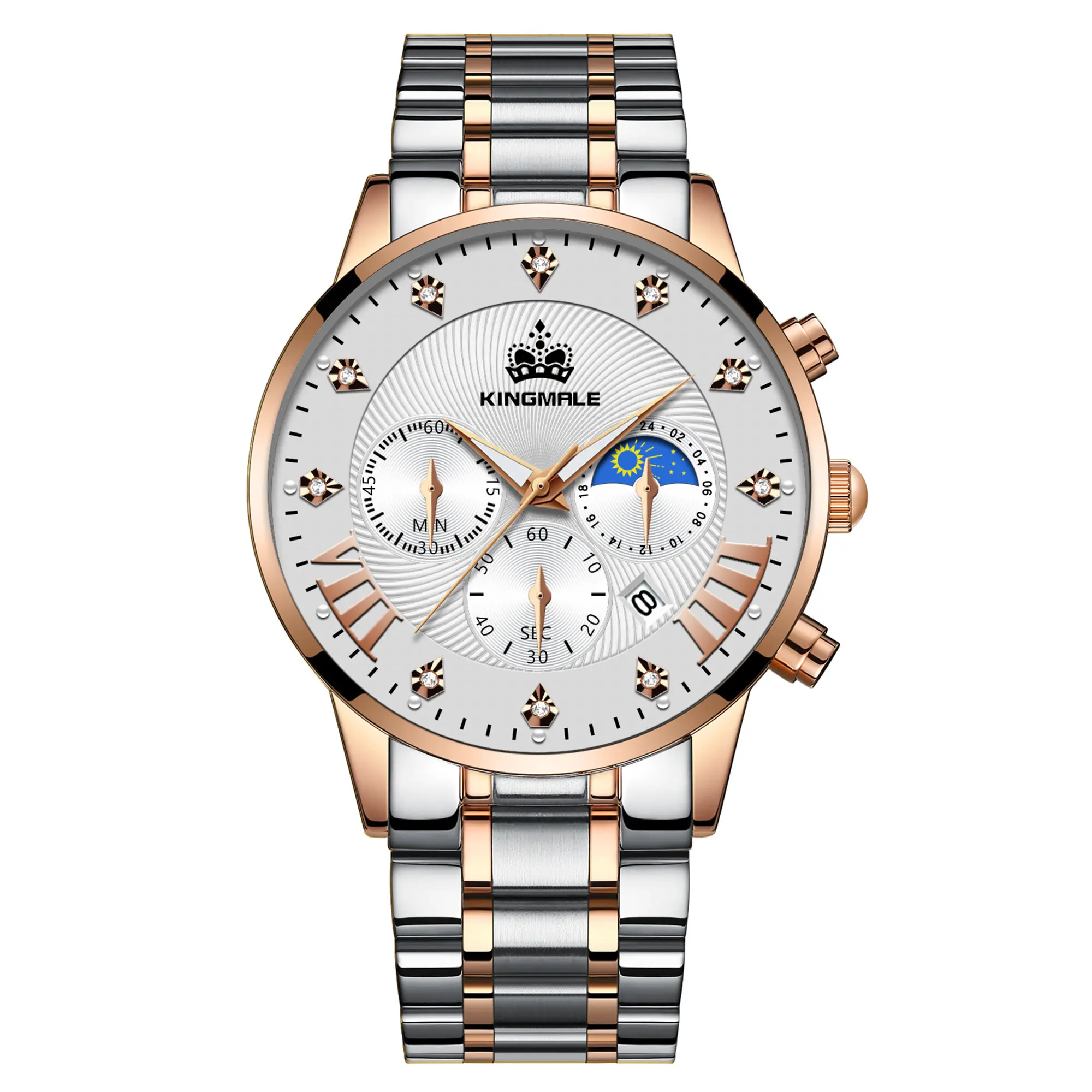 1901 Fashion Business Luxury Diamond Inlaid Stainless Steel Quartz Watch for Men Sports Waterproof with Luminous Pointer Display
1901 Fashion Business Luxury Diamond Inlaid Stainless Steel Quartz Watch for Men Sports Waterproof with Luminous Pointer Display