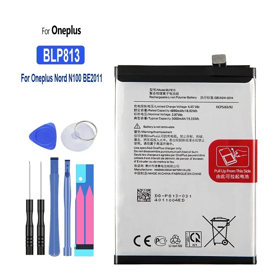 Аккумулятор для One Plus, для Oneplus 1 + Nord N100, BE2011, BE2012, BE2015, BLP813, 5000 мАч, инструменты
Аккумулятор для One Plus, для Oneplus 1 + Nord N100, BE2011, BE2012, BE2015, BLP813, 5000 мАч, инструменты