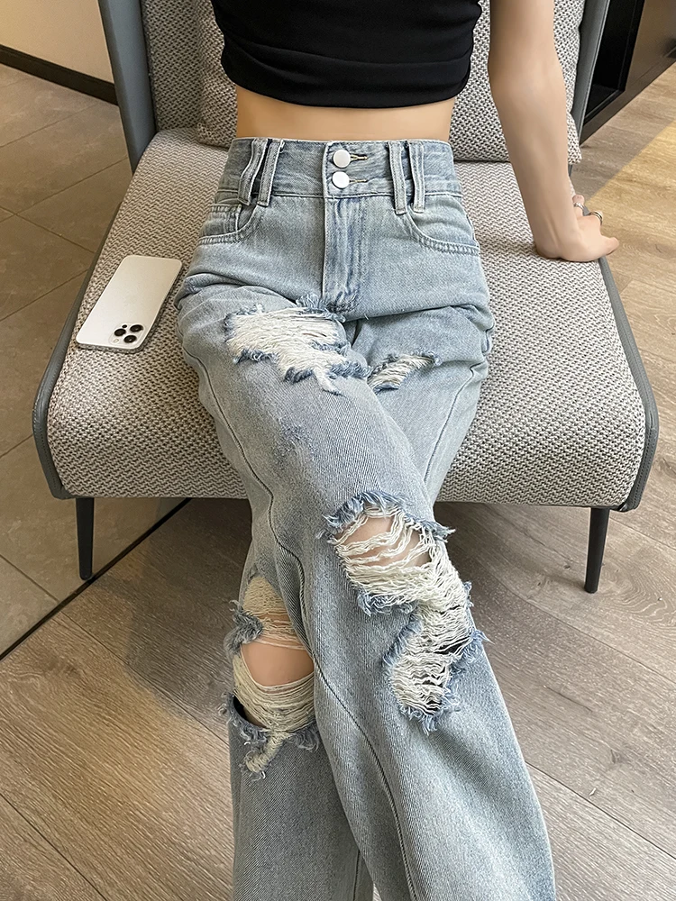 Minimalist Blue Ripped Jeans Women 2025 Summer New Versatile Denim Wide Leg Pants Low Waist Thin Casual Loose Trousers Wh5
Minimalist Blue Ripped Jeans Women 2025 Summer New Versatile Denim Wide Leg Pants Low Waist Thin Casual Loose Trousers Wh5