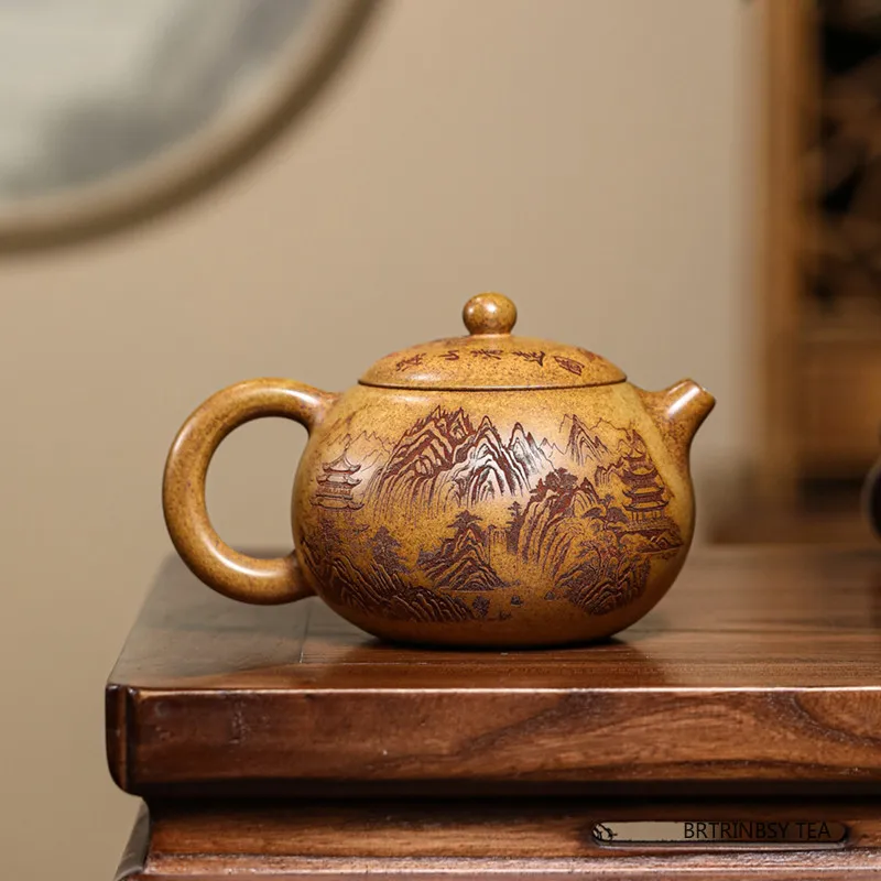 Chinese Yixing Handmade Purple Clay Teapot Hand-carved Landscape Xishi Tea Pot Beauty Kettle Household Zisha Tea Set 420ml
Chinese Yixing Handmade Purple Clay Teapot Hand-carved Landscape Xishi Tea Pot Beauty Kettle Household Zisha Tea Set 420ml