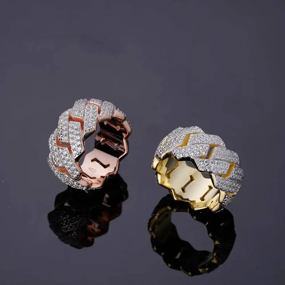 Rapper Style Jewelry Fully Iced Out 925 Sterling Silver 18K Gold Plated Bling Diamonds Cuban Rings for Men
Rapper Style Jewelry Fully Iced Out 925 Sterling Silver 18K Gold Plated Bling Diamonds Cuban Rings for Men