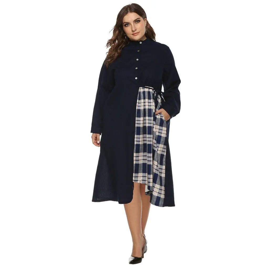 plus Size Women's Elegant Casual Long-Sleeved Dress Spring & Fall Stand-Up Collar Plaid Splicing Jr0697
plus Size Women's Elegant Casual Long-Sleeved Dress Spring & Fall Stand-Up Collar Plaid Splicing Jr0697