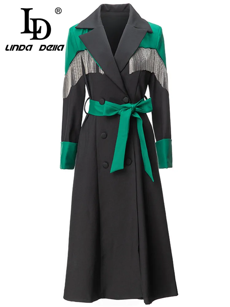 LD LINDA DELLA 2023 Autumn and winter Fashion Designer Coat Women's Lapel Splice Double-breasted Elastic Waist Beading Coat
LD LINDA DELLA 2023 Autumn and winter Fashion Designer Coat Women's Lapel Splice Double-breasted Elastic Waist Beading Coat