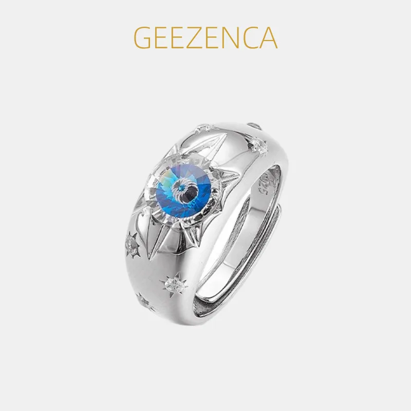 GEEZENCA стерлингового серебра 925 пробы с кубическим цирконием, синее оттое кольцо от сглаза, женское кольцо с куполом шириной 9 мм, сверкающие модные массивные кольца в подарок
GEEZENCA стерлингового серебра 925 пробы с кубическим цирконием, синее оттое кольцо от сглаза, женское кольцо с куполом шириной 9 мм, сверкающие модные массивные кольца в подарок
