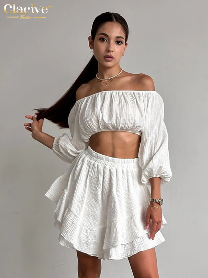 Clacive Sexy Loose White Cotton Women's Two Pieces Set 2024 Fashion Long Sleeve Crop Top With High Waist Mini Skirts Set Female
Clacive Sexy Loose White Cotton Women's Two Pieces Set 2024 Fashion Long Sleeve Crop Top With High Waist Mini Skirts Set Female